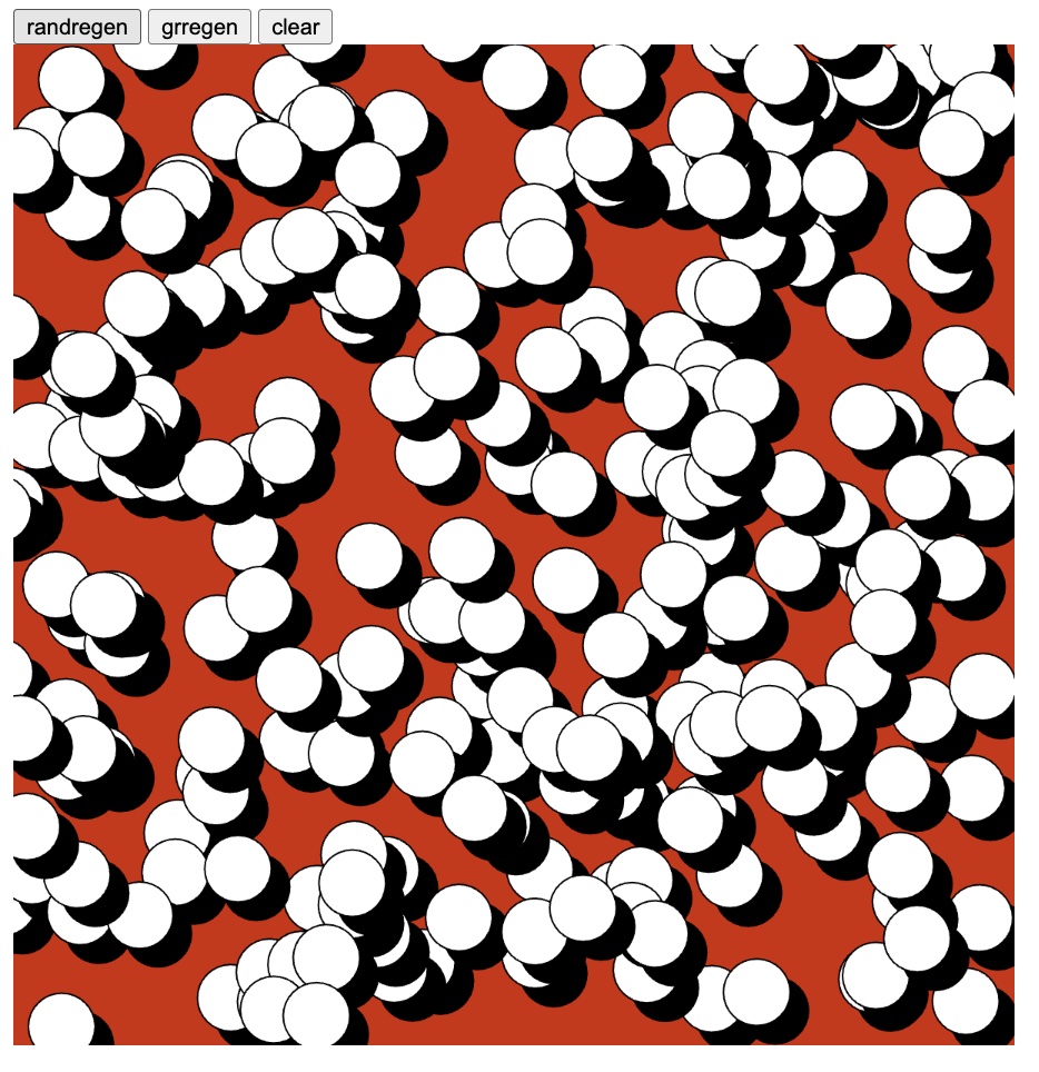 screenshot of the canvas showing white circles on a red background